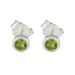 Mei Green Minimalist Stud Earrings for Everyday Wear Peridot Green Stud