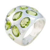 Camila silver ring with multiple oval green stones featuring green navratna ring design