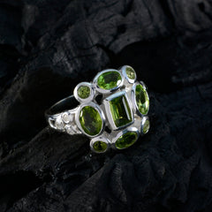 Lourdes green navratna ring sterling silver statement ring with multiple faceted peridot gemstones
