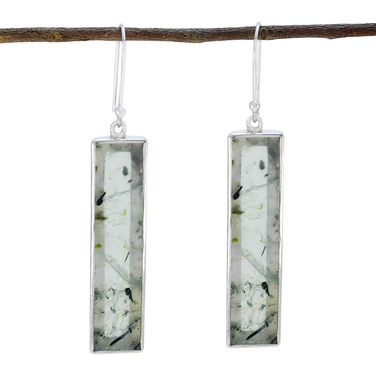 Ha-eun Green Solitaire Dangle Earrings for Everyday Glam Prehnite Green Dangle
