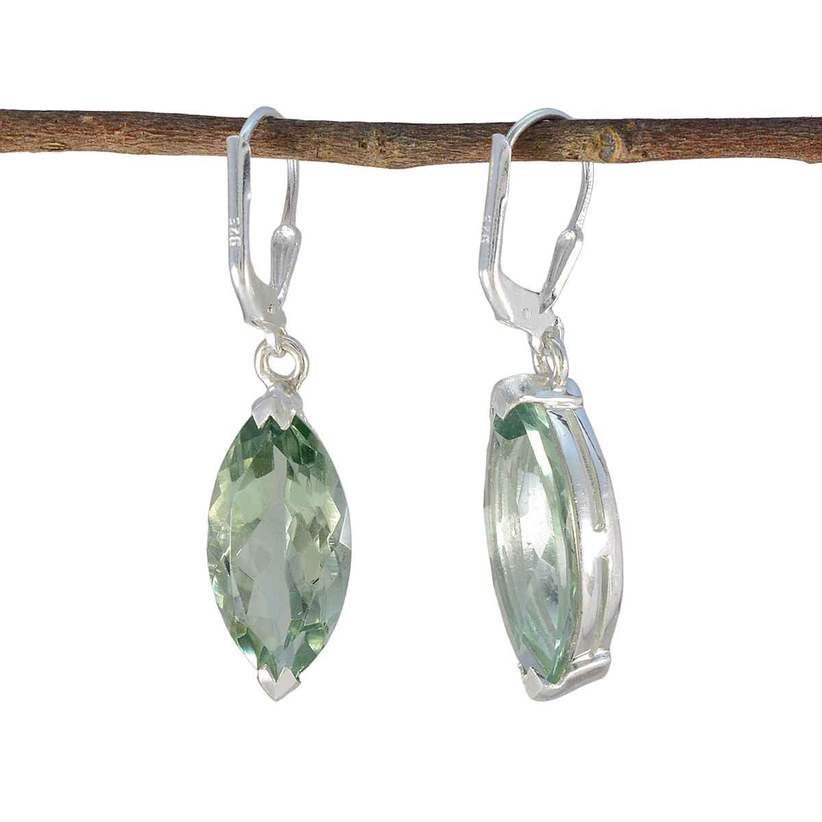Florencia Green Solitaire Dangle Earrings for Chic Style Green Amethyst Green Dangle
