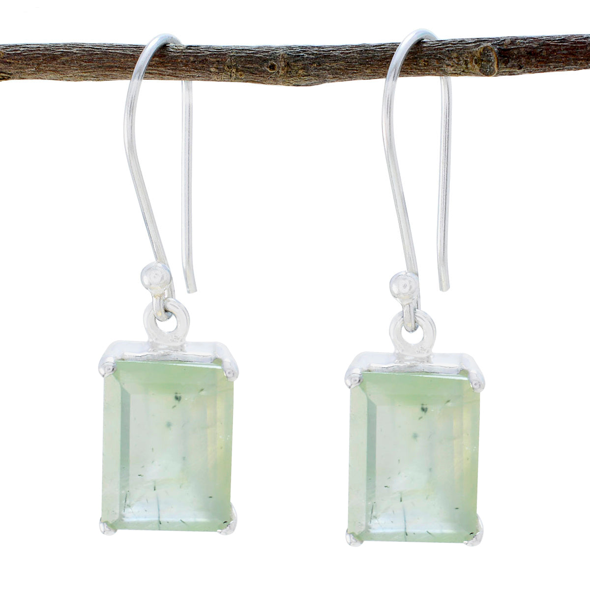Eun-ji Green Solitaire Dangle Earrings for Every Occasion Prehnite Green Dangle