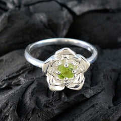 Lili Green Solitaire Floral Ring Sterling Silver