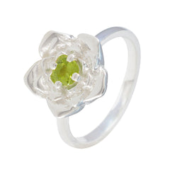 Lili Green Solitaire Floral Ring Sterling Silver