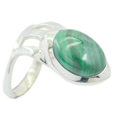 Ana Green Solitaire Gemstone Ring with Silver Band Malachite Green