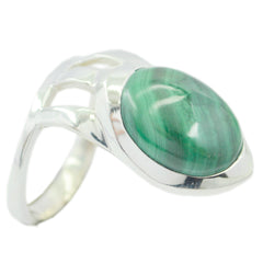 Ana Green Solitaire Gemstone Ring with Silver Band Malachite Green