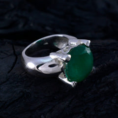 Audrey Green Solitaire Gemstone Ring in Silver