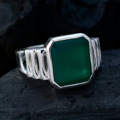Angel Green Solitaire Gemstone Ring in Silver