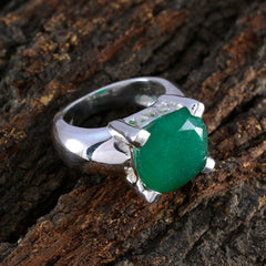 Audrey Green Solitaire Gemstone Ring in Silver