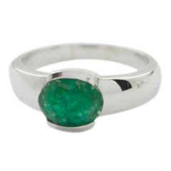 Katharina Green Solitaire Gemstone Ring in Silver Indian Emerald Green