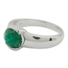 Katharina Green Solitaire Gemstone Ring in Silver