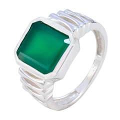 Angel Green Solitaire Gemstone Ring in Silver