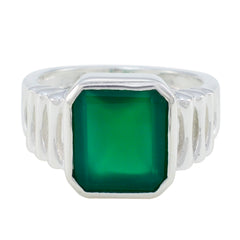 Angel Green Solitaire Gemstone Ring in Silver Green Onyx Green