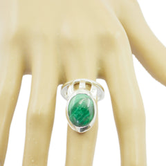 Ana Green Solitaire Gemstone Ring with Silver Band