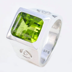 Bruna Green Solitaire Ring Sterling Silver Square Gem