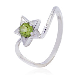 Hua Green Solitaire Ring with Star Design