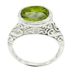 Aurora Art Deco Green Solitaire Ring Peridot Green