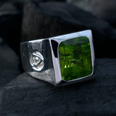 Bruna Green Solitaire Ring Sterling Silver Square Gem