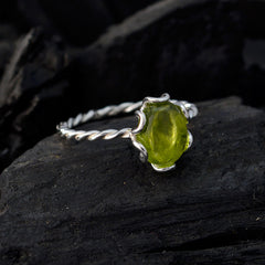 Aisha Green Solitaire Ring with Twisted Silver Band