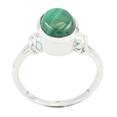 Mia Green Solitaire Ring with Silver Band Malachite Green