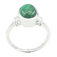 Mia Green Solitaire Ring with Silver Band Malachite Green