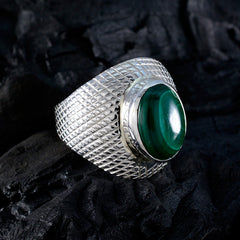 Autumn Green Solitaire Ring with Textured Silver Band