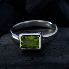 Ivy Green Solitaire Ring with Rectangular Gemstone