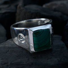 Harper Green Solitaire Ring with Square Gemstone