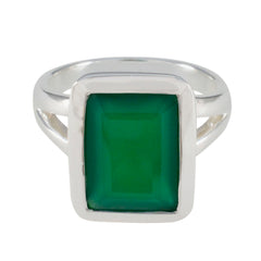 Harper Green Solitaire Ring Sterling Silver Statement Green Onyx Green