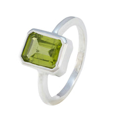 Jia Green Solitaire Ring with Emerald Cut Gemstone