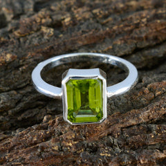 Jia Green Solitaire Ring with Emerald Cut Gemstone