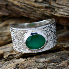 Natcha Art Deco Green Solitaire Ring