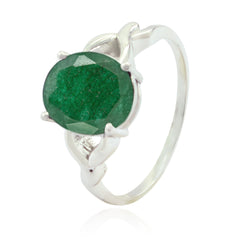 Angeles Green Solitaire Ring with Oval Gemstone