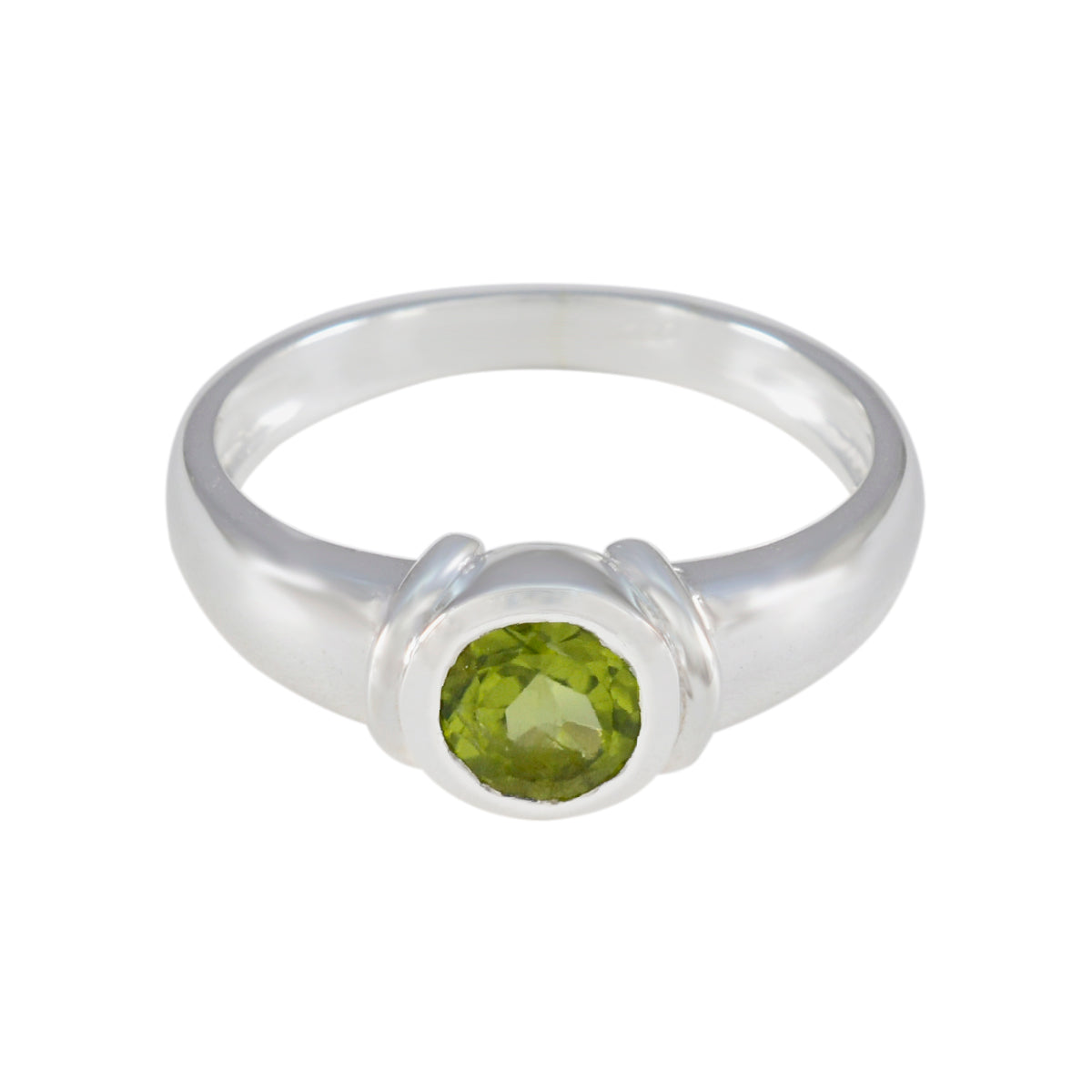 Chloe Green Solitaire Ring Fashion Silver Band Peridot Green