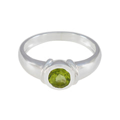Chloe Green Solitaire Ring Fashion Silver Band Peridot Green