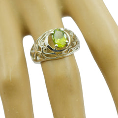 Ana Green Solitaire Ring Filigree Silver Band