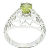 Ana Green Solitaire Ring Filigree Silver Band Peridot Green