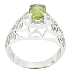 Ana Green Solitaire Ring Filigree Silver Band Peridot Green