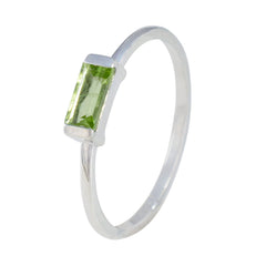 Ling Green Solitaire Ring for Women with Silver Band