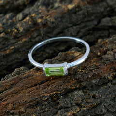 Ling Green Solitaire Ring for Women with Silver Band