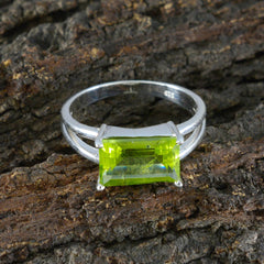 Sofia Green Solitaire Ring for Women with Silver Band