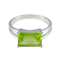 Sofia Green Solitaire Ring for Women with Silver Band Peridot Green