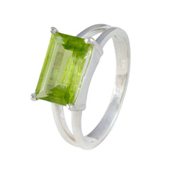 Sofia Green Solitaire Ring for Women with Silver Band