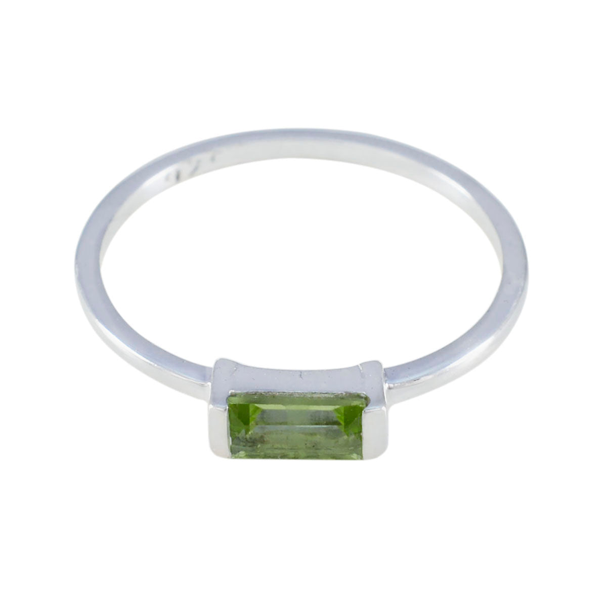 Ling Green Solitaire Ring for Women with Silver Band Peridot Green