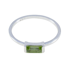 Ling Green Solitaire Ring for Women with Silver Band Peridot Green