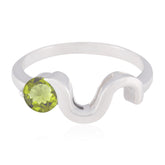 Putri Green Solitaire Ring for Women with Silver Wave Design Peridot Green