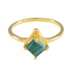 Sara Green Solitaire Ring for Women with Gold Finish Malachite Green