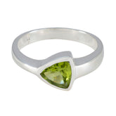 Rosa green solitaire ring for women with silver band and triangular green gemstone