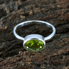 Riya Green Solitaire Ring India with Oval Gemstone