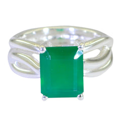 Isabel Green Solitaire Ring India with Silver Band